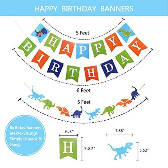 Multicoloured Dinosaur Happy Birthday Bunting Banner Party Hanging Garland Decor